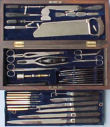 James Martin, Albany, New York, three layer extensive surgical set c. 1850's