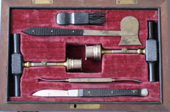 Wiegand and Snowden trepanning neurosurgical set c. 1850's